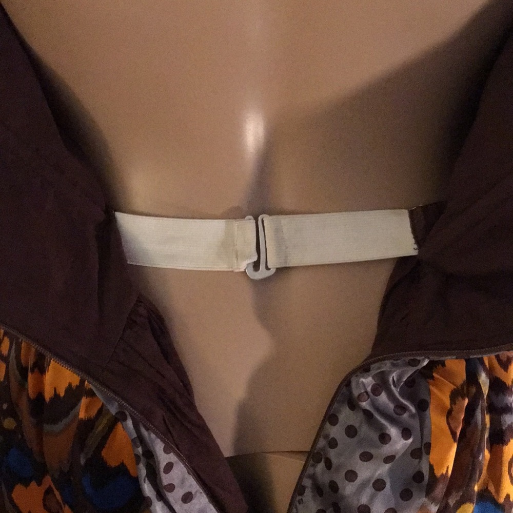 Silk Patterned Strapless Dress - image 5